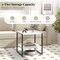 2-Tier Square Accent Table with Storage Shelf and Reversible Design for Home